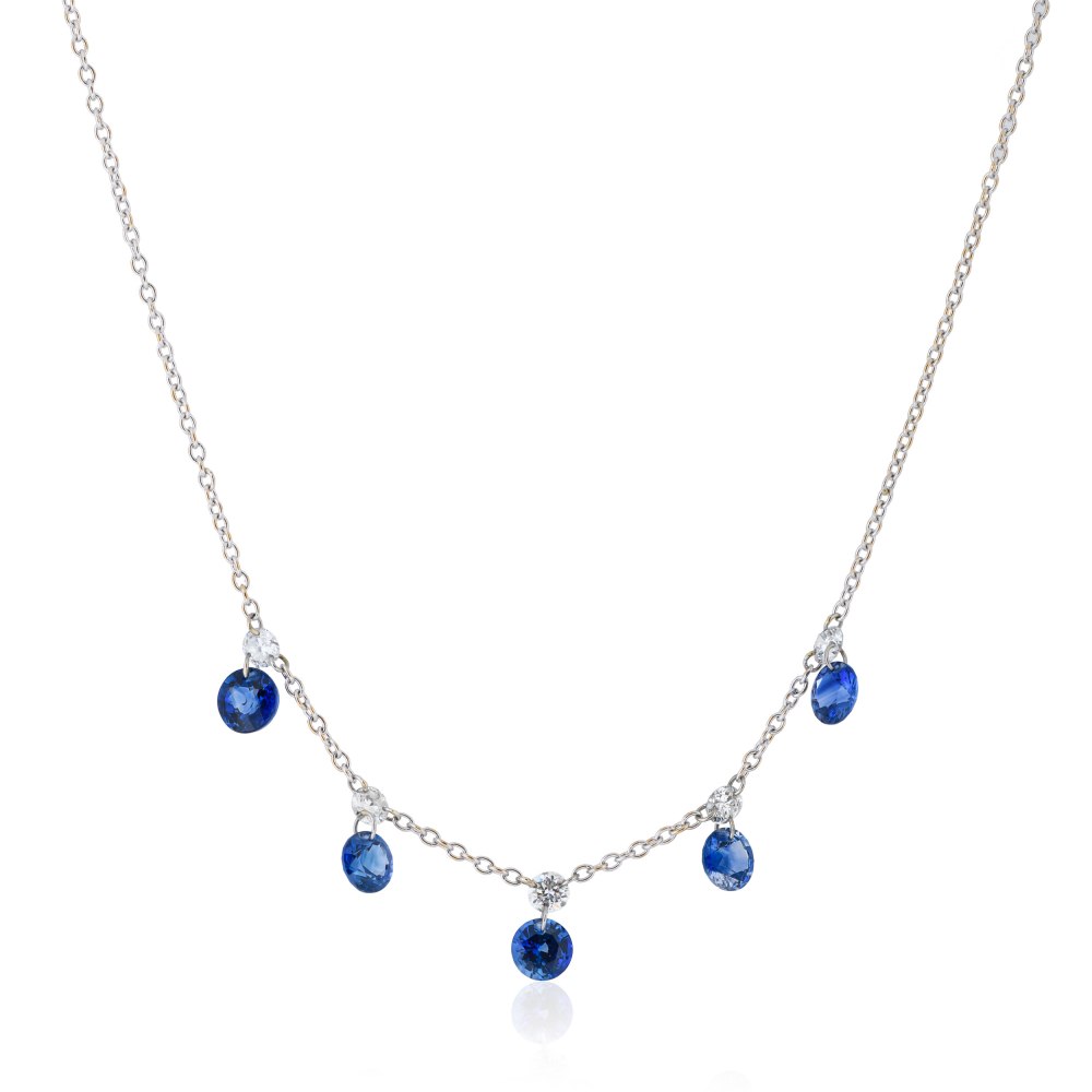 KESSARIS - Sapphire Diamond Charm Necklace