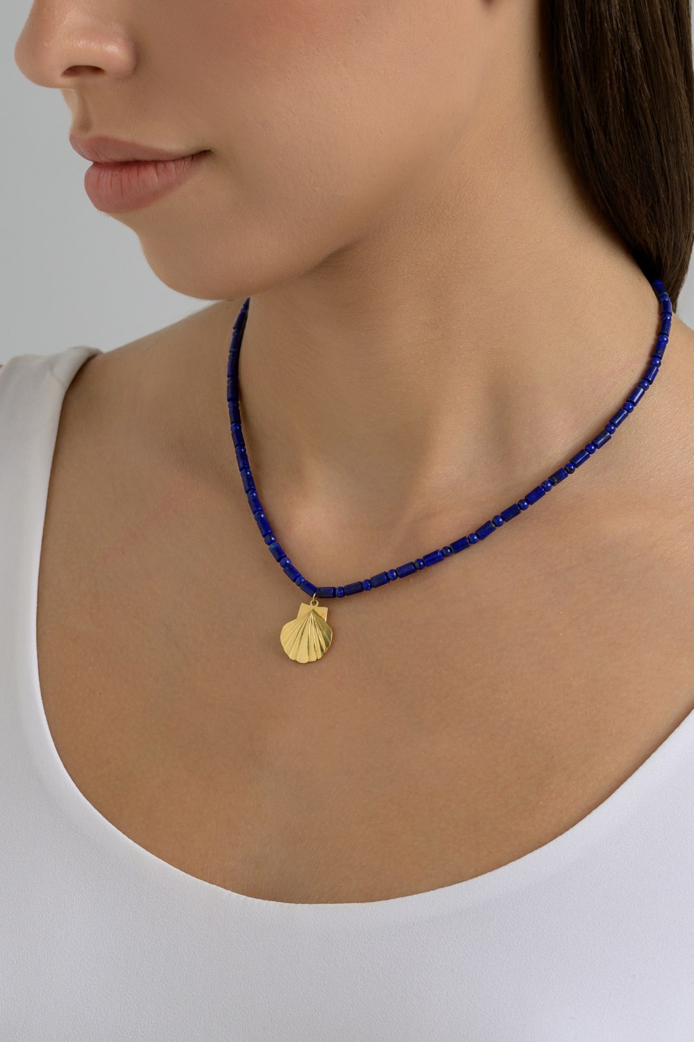 ANASTASIA KESSARIS - Blue Lapis Shell Charm Necklace