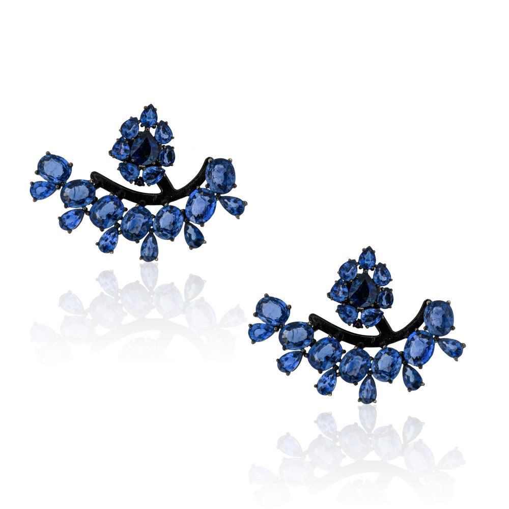 KESSARIS - Sapphire Front Back Earrings
