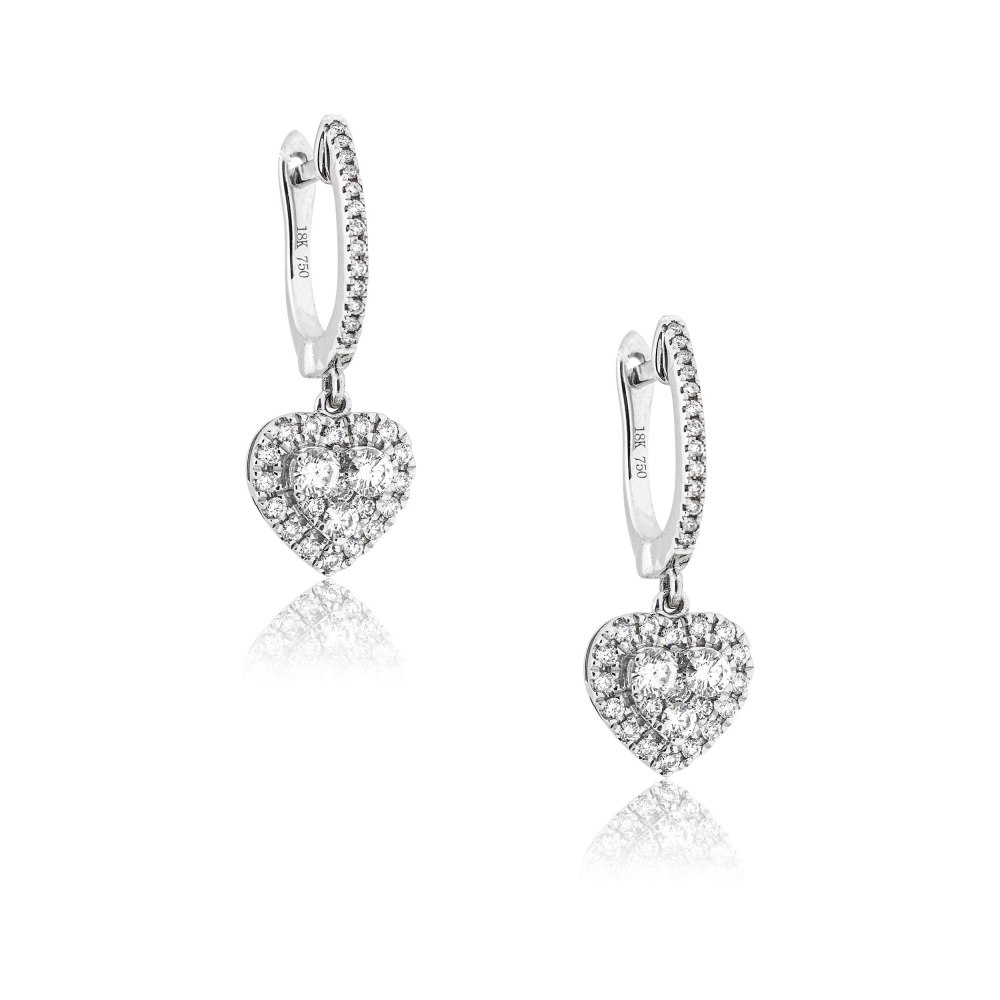 KESSARIS - Diamond Heart Drop Earrings