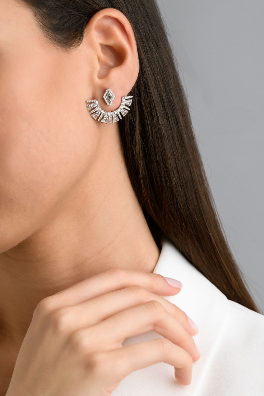 BUSATTI MILANO - Geometric Diamond Front Back Earrings