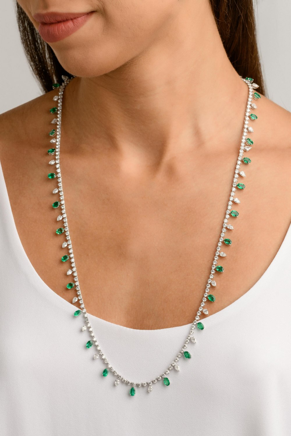 KESSARIS - Emerald Diamond Necklace
