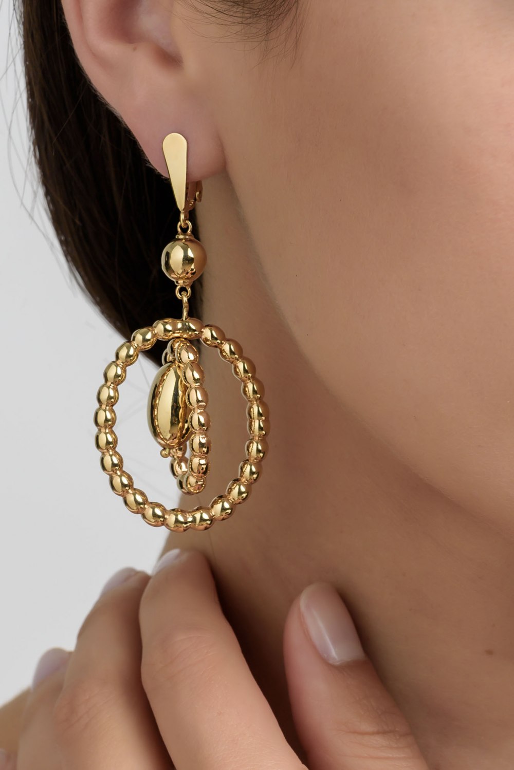 Twisting Rounds Yellow Gold Earrings
