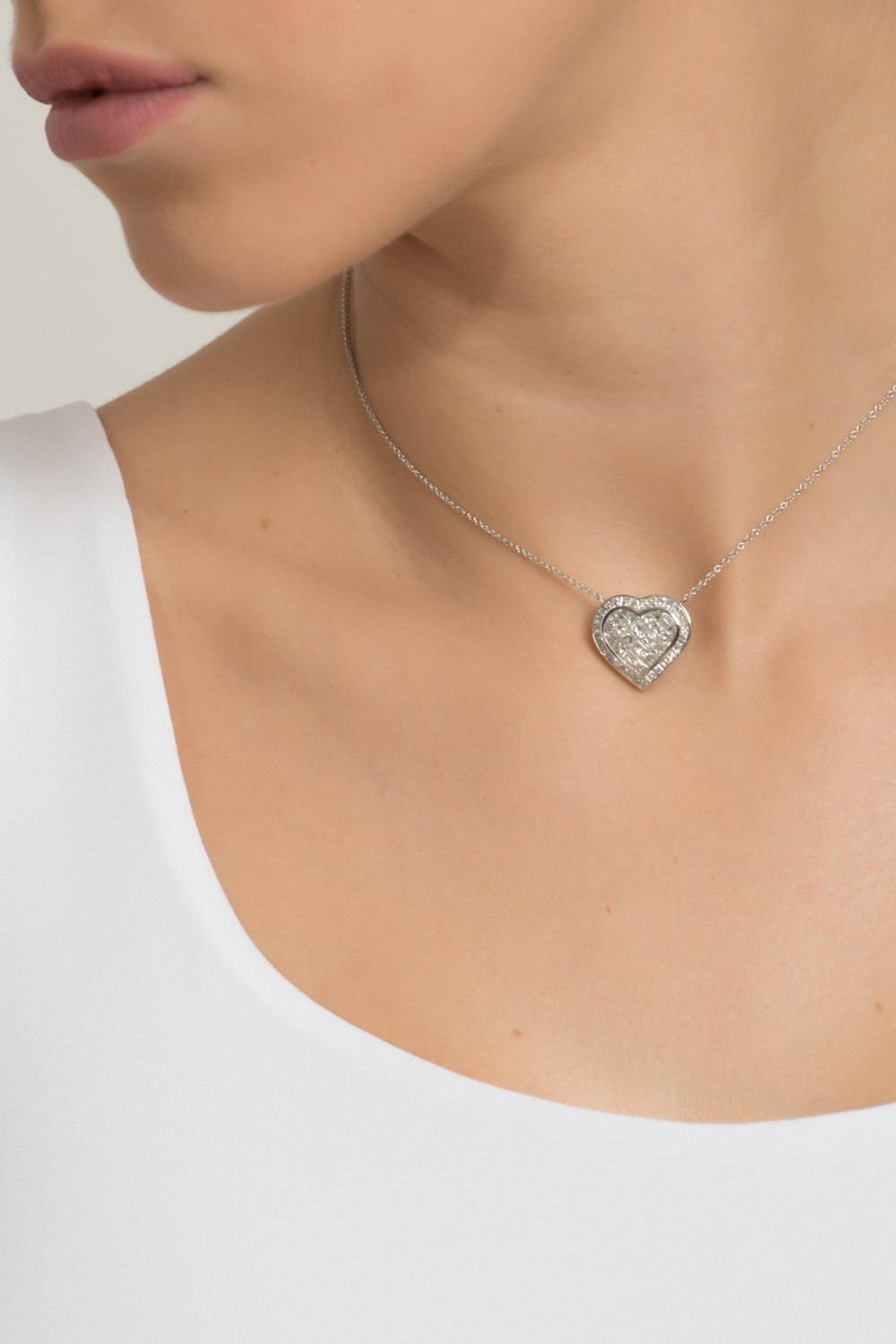 Heart Diamond Cluster Pendant Necklace