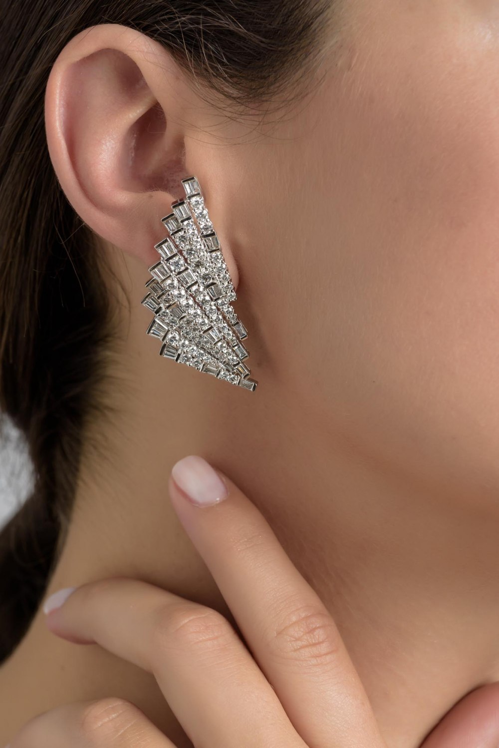 Geometric Fan Diamond Earrings