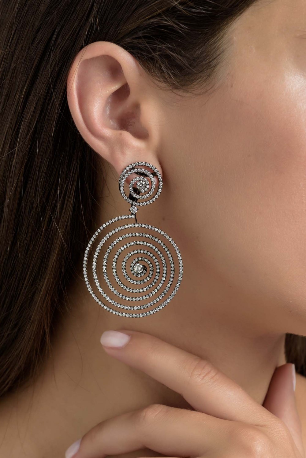 Hanging Spiral Diamond Earrings