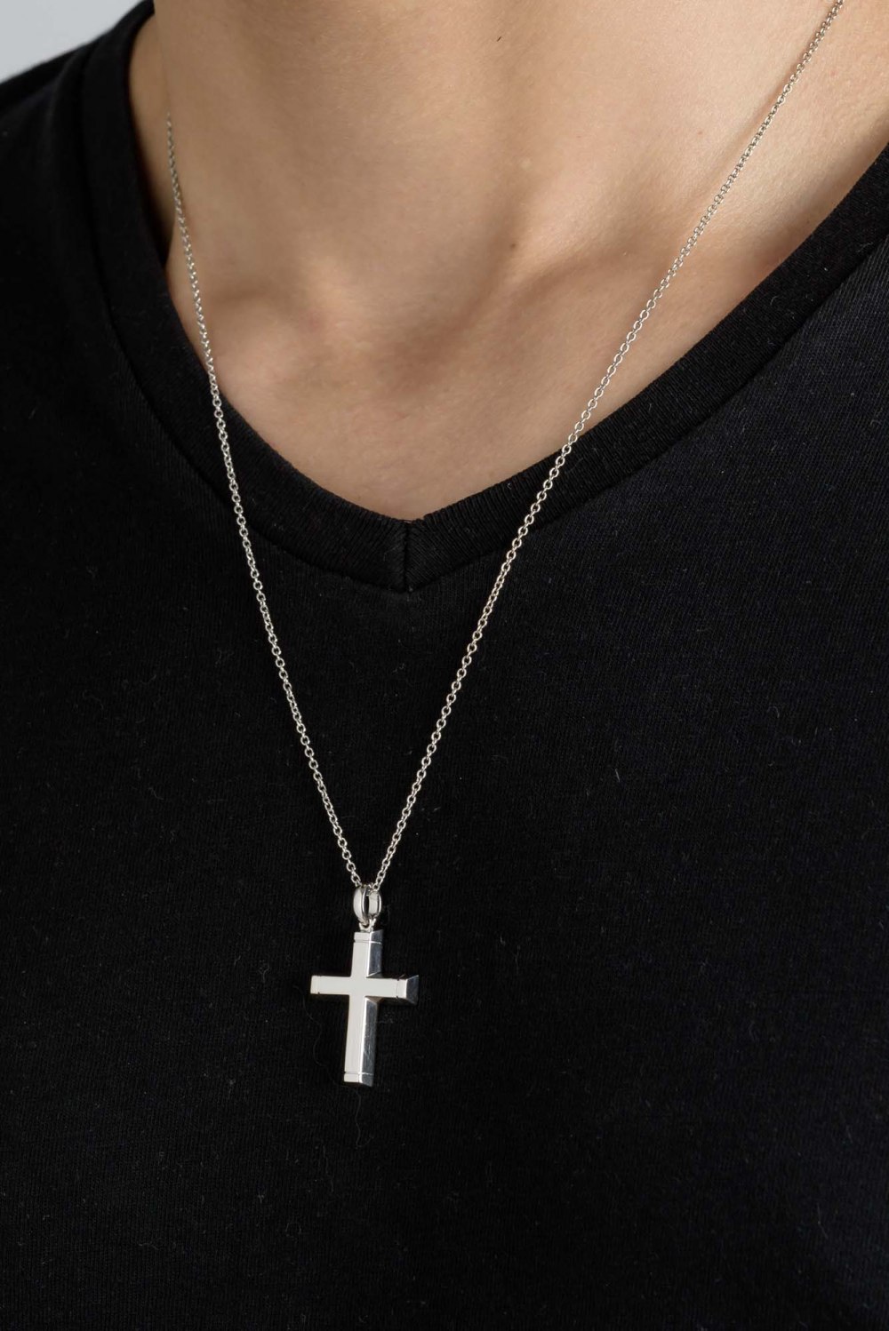Rose Gold-plated Silver 34mm Bamboo Cross Pendant 