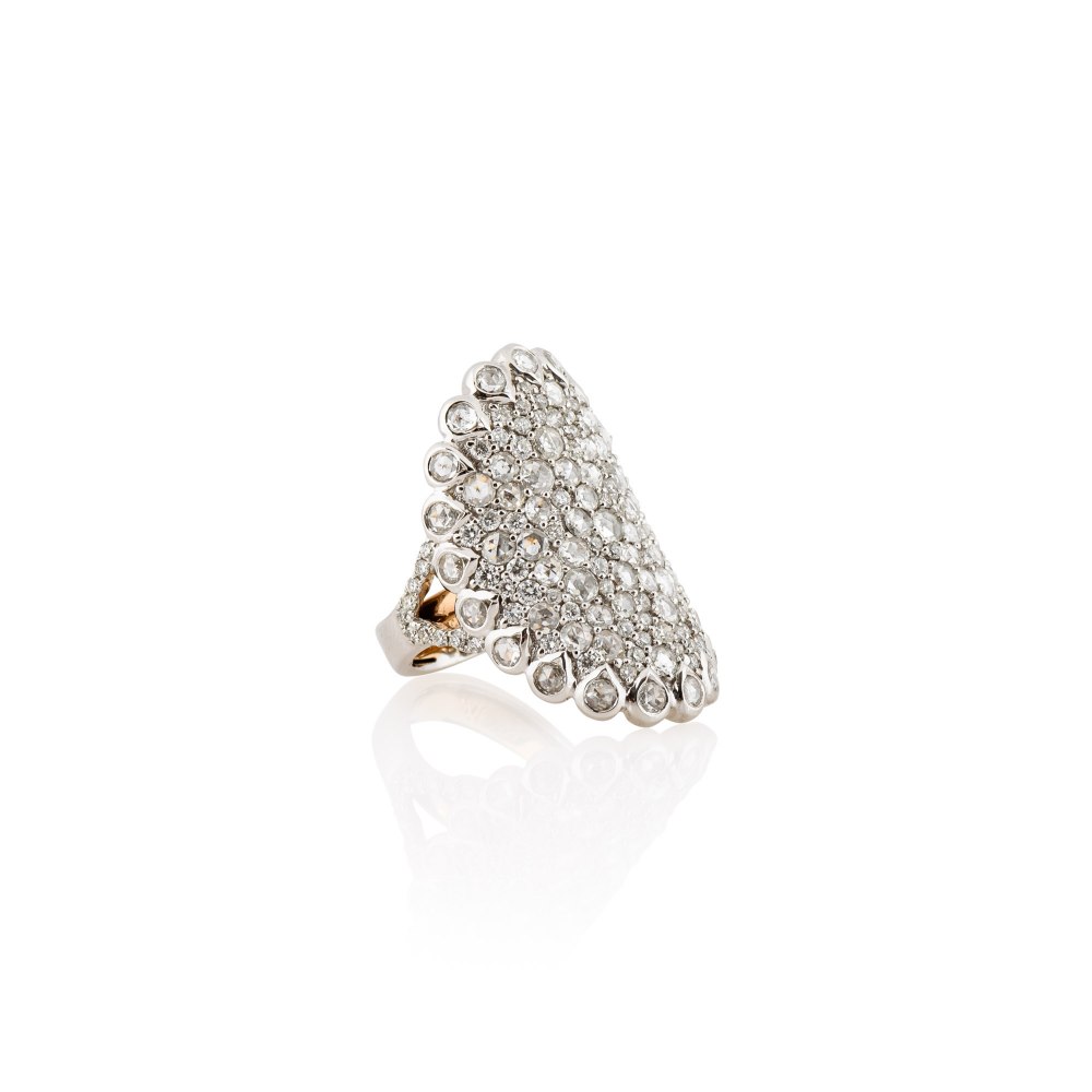 Brilliant and Rose Cut Cluster Diamong Ring