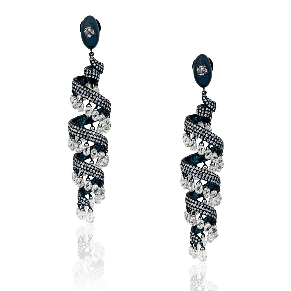 Brilliant and Briolette Diamond Serpentine Earrings