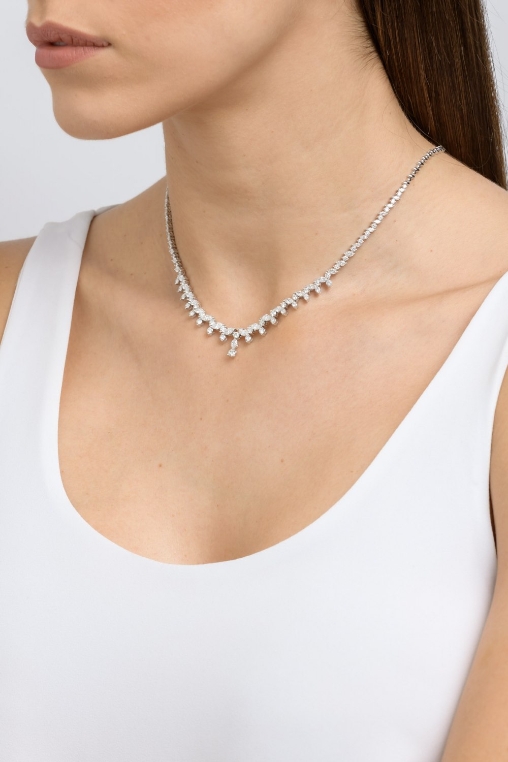 Brilliant and Marquise Cut Diamond Necklace 