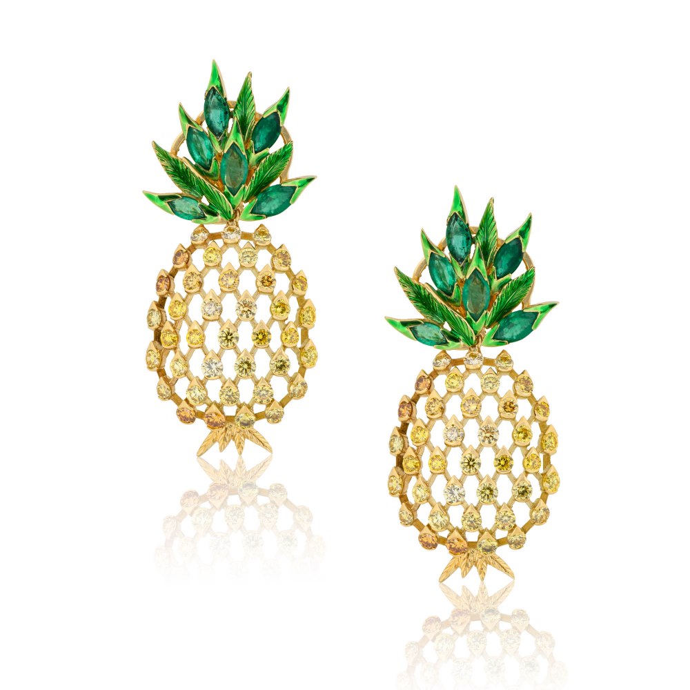 Diamond & Emerald Pinneapple Earrings