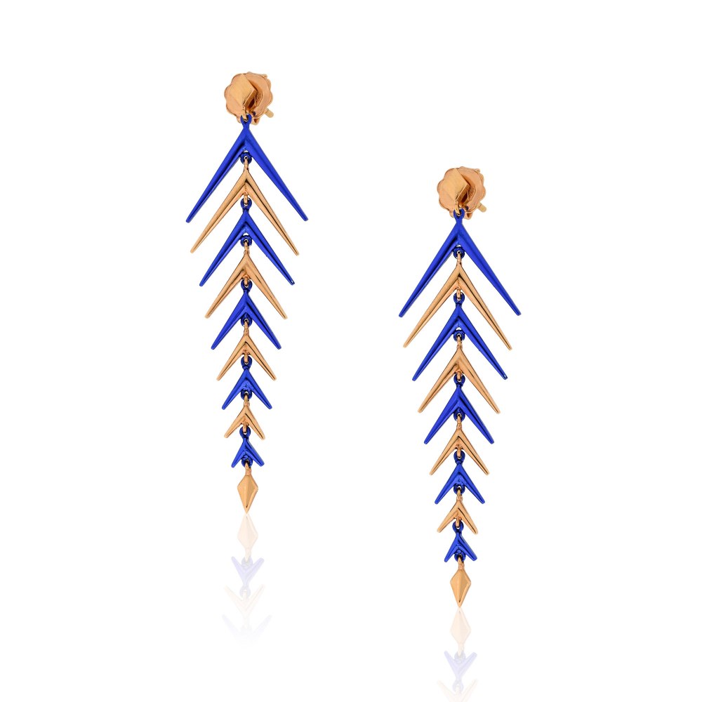 Rose Gold Blue Earrings