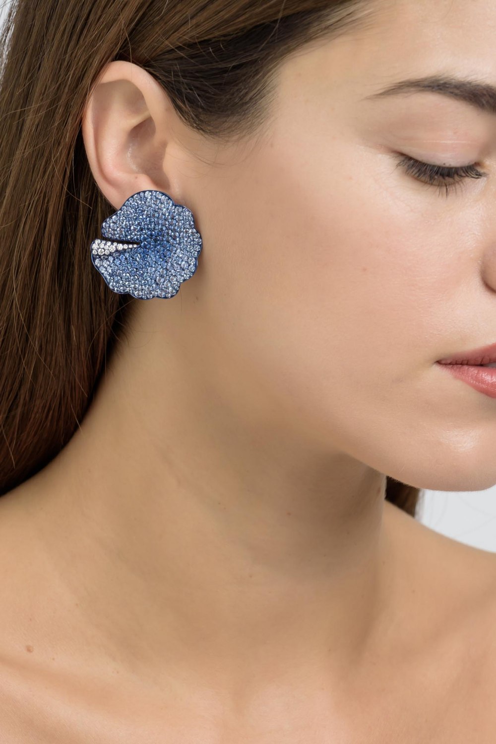 Sapphire Flower Gold Earrings
