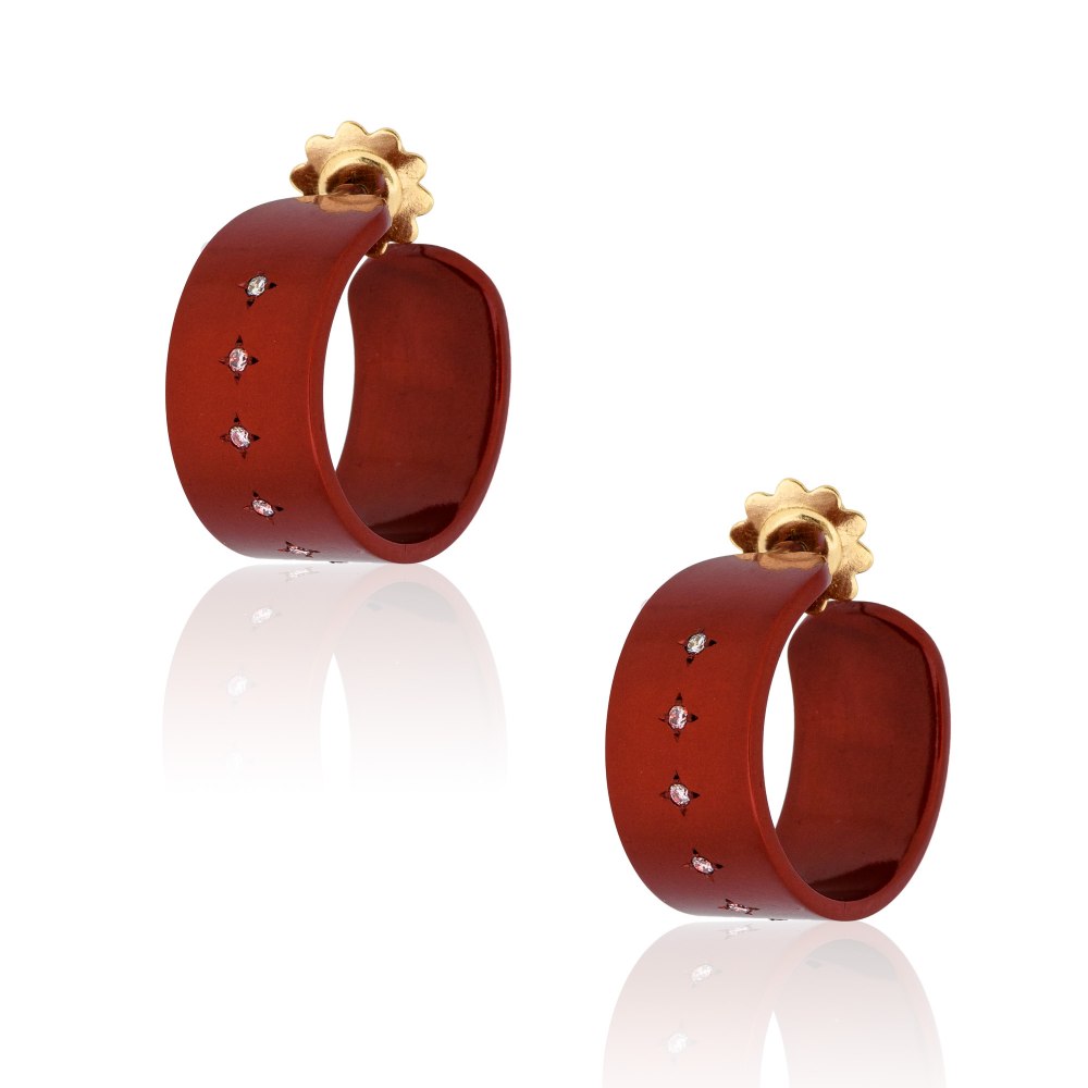 Hocus Pocus Red Titanium Diamond Earrings