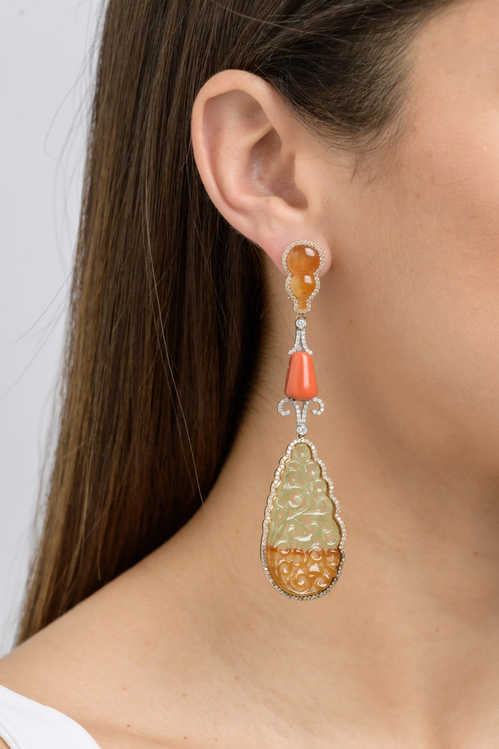 Jade & Diamond Chandelier Earrings