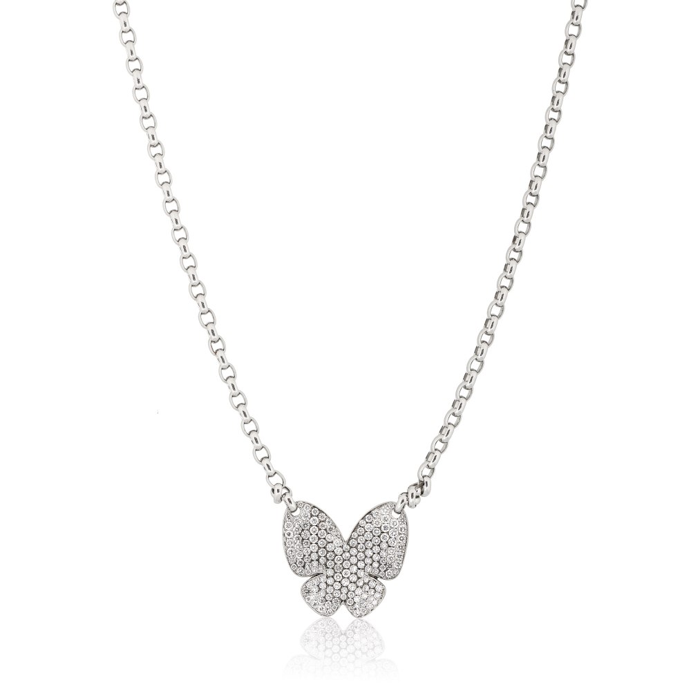 Pavé Diamond Butterfly Necklace