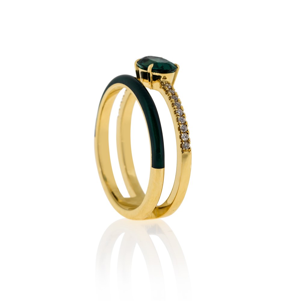Double Band Gold Enamel Ring