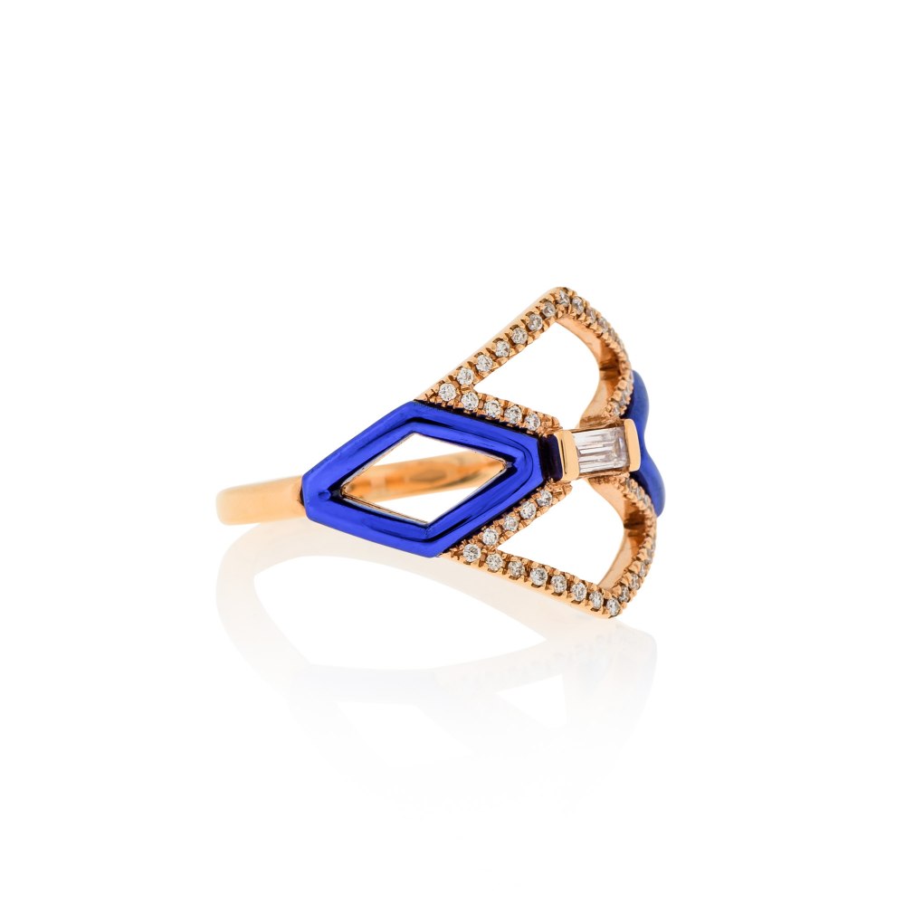 Geometric Blue Diamond Ring