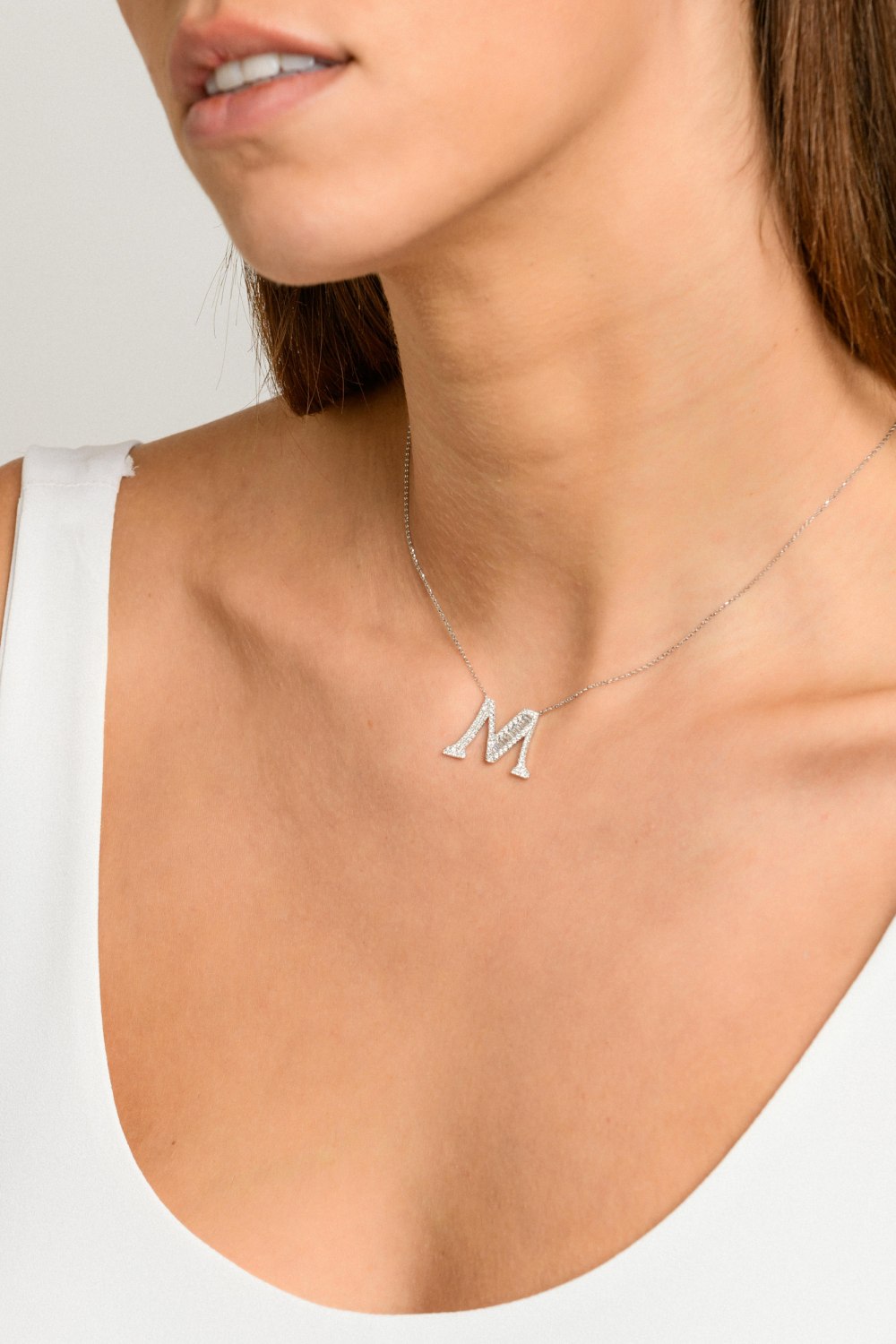 Solid Gold Genuine Diamond Initial Letter Necklace | Lily & Roo | Wolf &  Badger