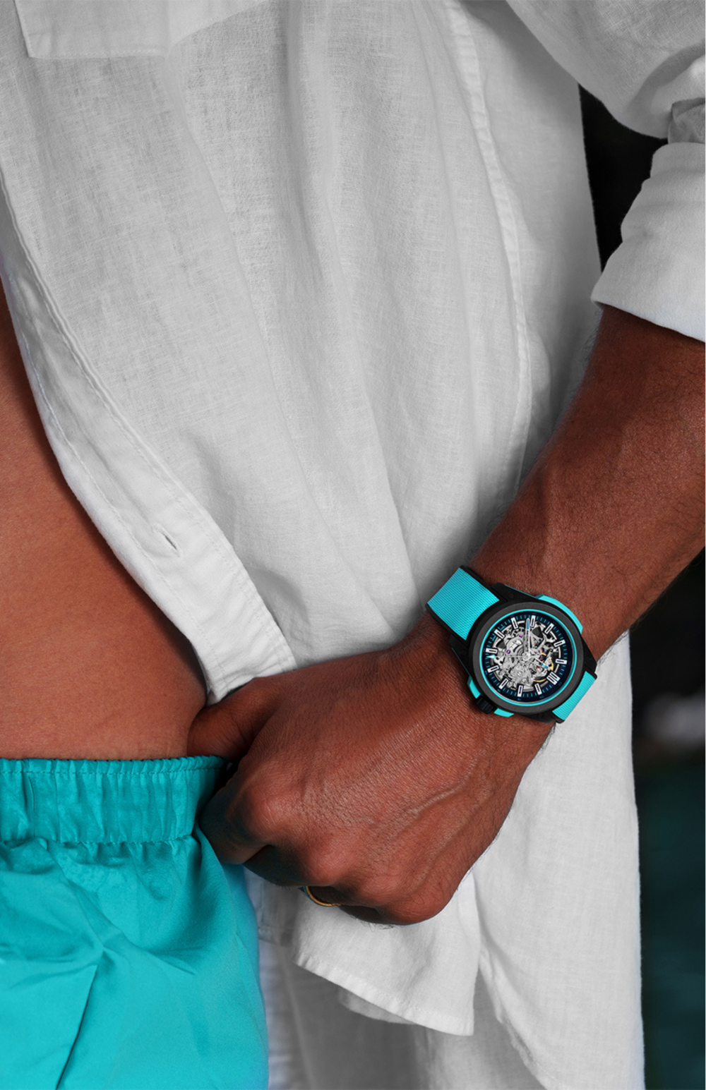 N3000.07Q27.B07-Wild ONE Skeleton Turquoise-Norqain