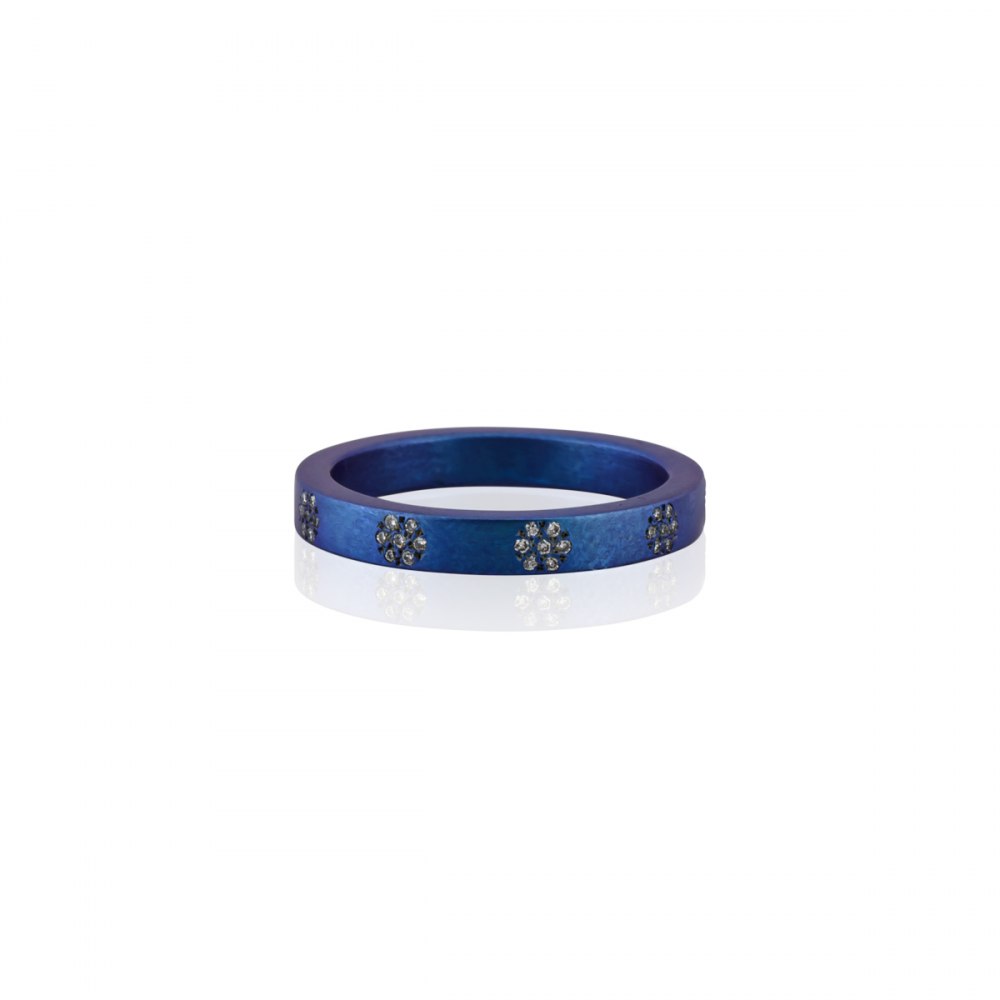 Round and Around Blue Titanium Diamond Ring