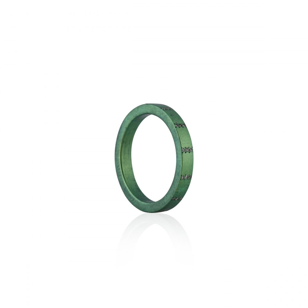 Round and Around Green Titanium Diamond Ring