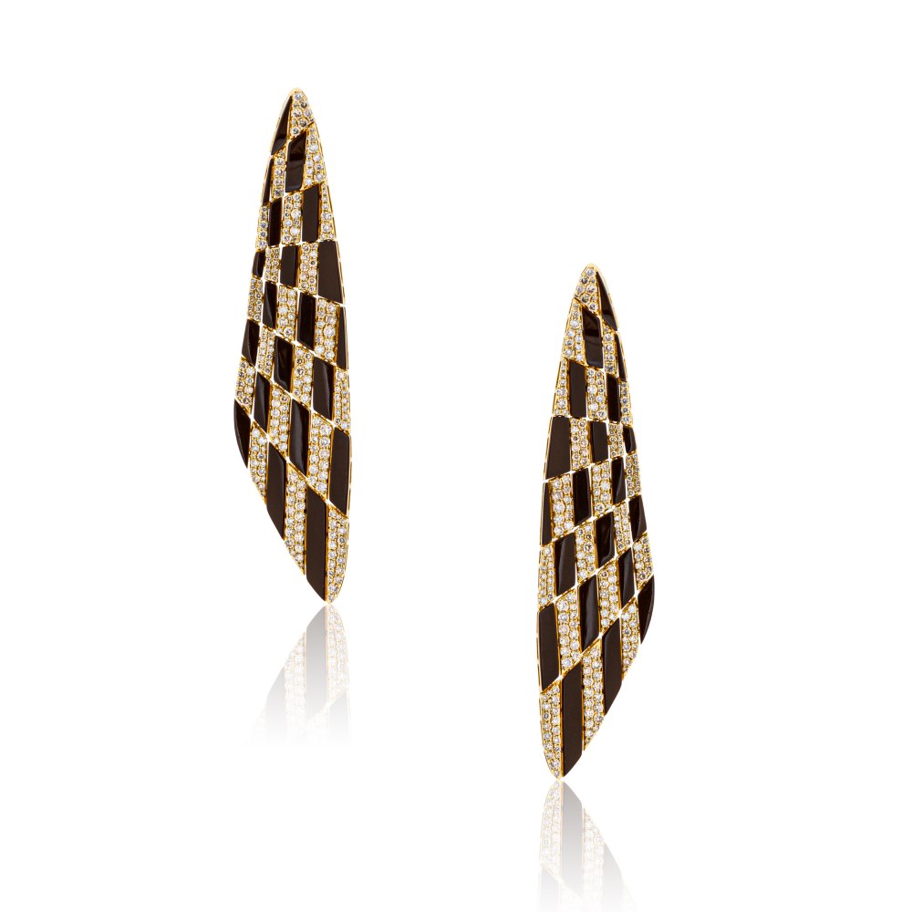 SKE.221748-Brown Ceramic and Diamond Earrings-SUTRA
