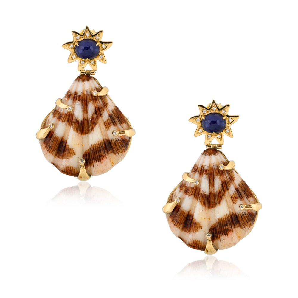 Starry Sapphire Shell Earrings