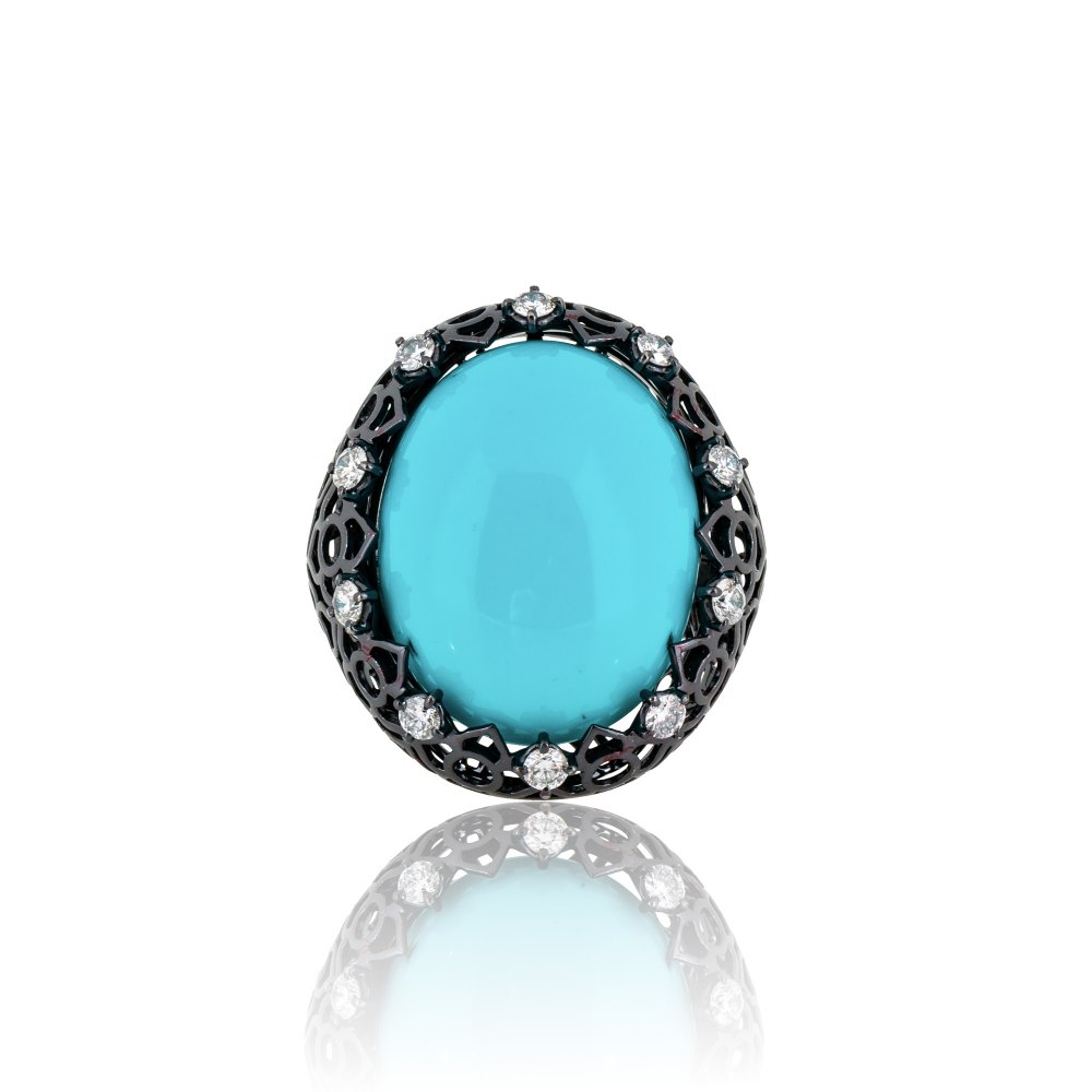 Turquoise & Diamond Cocktail Ring