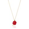Lucky Charm 2023 Red Four-Leaf Clover Necklace Gold Plated