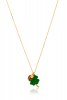Lucky Charm 24 Green Four-Leaf Clover Silver Necklace