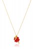 Lucky Charm 24 Red Four-Leaf Clover Silver Necklace